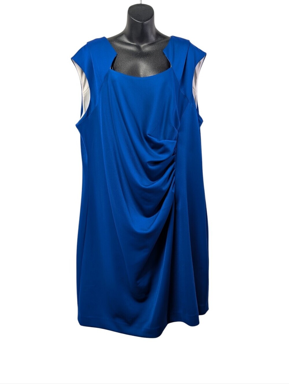 Calvin Klein Blue Draped Ruched Sheath Dress Size 22W Plus Formal Cocktail Party